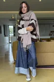  Big Softie Block Stripe Cap Sleeve Knit Top Chocolate Mocha /15=